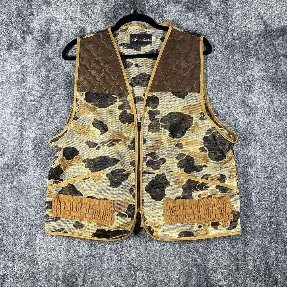 RedHead Vest Mens L Brown Camouflage Mesh Lightweight Hunting Pockets